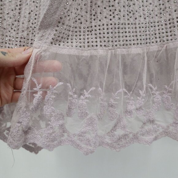 Vocal Sheer Lace Vest Womens XL Purple Romantic Ethereal Cottagecore Fairycore - Picture 12 of 16